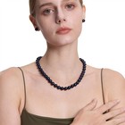 16 Inch AAAA+ Choker Set ROUND 10mm 10.5mm Black Pearl Necklace Earrings Set  — photo 3