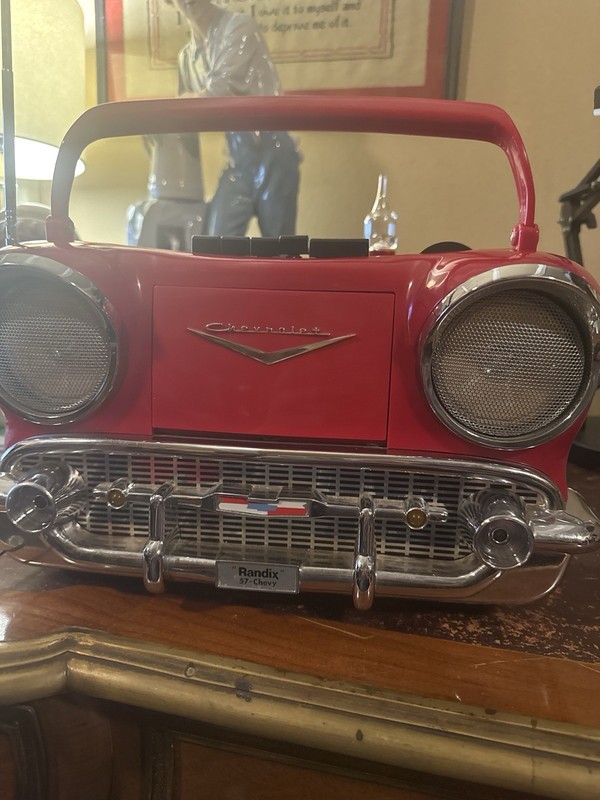 Randix 57 Chevy Boombox Radio AM/FM Cassette Player Red Vintage Car Tested Works