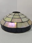 Vintage Tiffany Style Slag Glass Lamp Shade Iridescent Blue Cream 13”