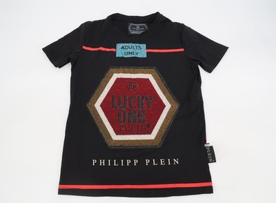 Philipp Plein Lucky One Shirt Mens Medium Black Platinumcut Rhinestone Studded