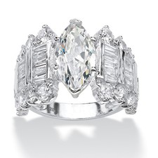 6.55 TCW Marquise-Cut Cubic Zirconia Ring in .925 Sterling Silver