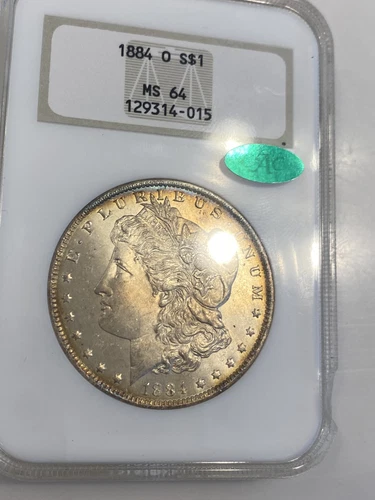 1884 O S$1 MS64 Toned SILVER MORGAN DOLLAR CAC NGC Gold Label Holders 3.0!