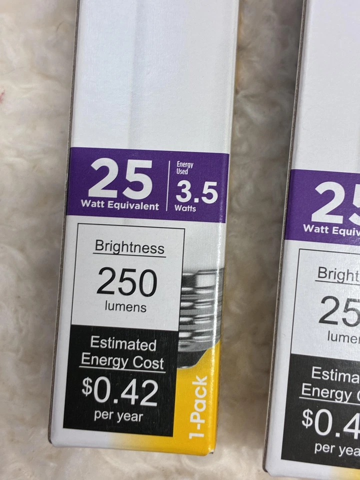 Great Value LED T10 Soft White Medium Base 25W Eq 250lm Dimmable Frosted 2pk - Image 3 of 4