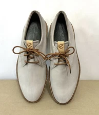 Men's ECCO ST.1 Hybrid Light Grey Leather Oxford Lace-Up Shoes Size 10