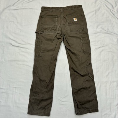 Carhartt Carpenter Pants Mens 32x30 Brown Relaxed Fit Canvas Workwear B324-DFE