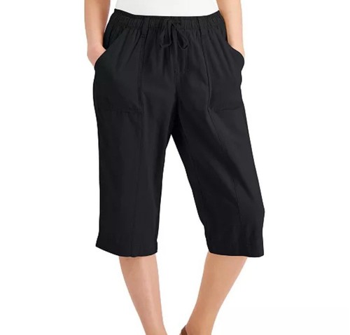 NWT Womens Black Wide Leg Summer Capri Pants / XL