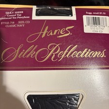 Hanes Silk Reflections, Control Top Pantyhose, Reinforced Toe Size CD Smoke