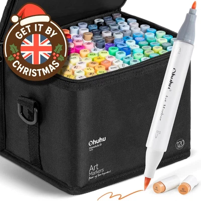 Ohuhu Honolulu B 120 pennelli e pennarelli ad alcool fine set pennarelli artistici doppia punta