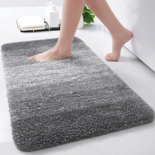 Arotive Microfiber Bathroom Rugs, Shaggy Soft and Absorbent 24" x 16", Grey 