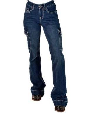Cowgirl Tuff Western Jeans Womens Crystal Rocks Med Wash JCYRTR
