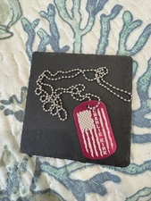 Laser Engraved Charlie Kirk Military Style Dog Tag Pink Aluminum USA