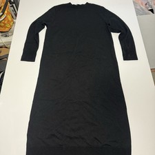 Zara Black Long Sleeve Ribbed Knit Midi Dress