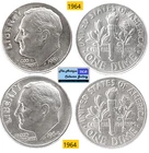 Vintage 1964⌛US Mint Silver Roosevelt Dimes🪙As Depicted🪙Last Year Silver