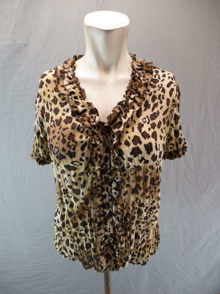 Allison Taylor Size M Women Brown Short Sleeve Ruffle