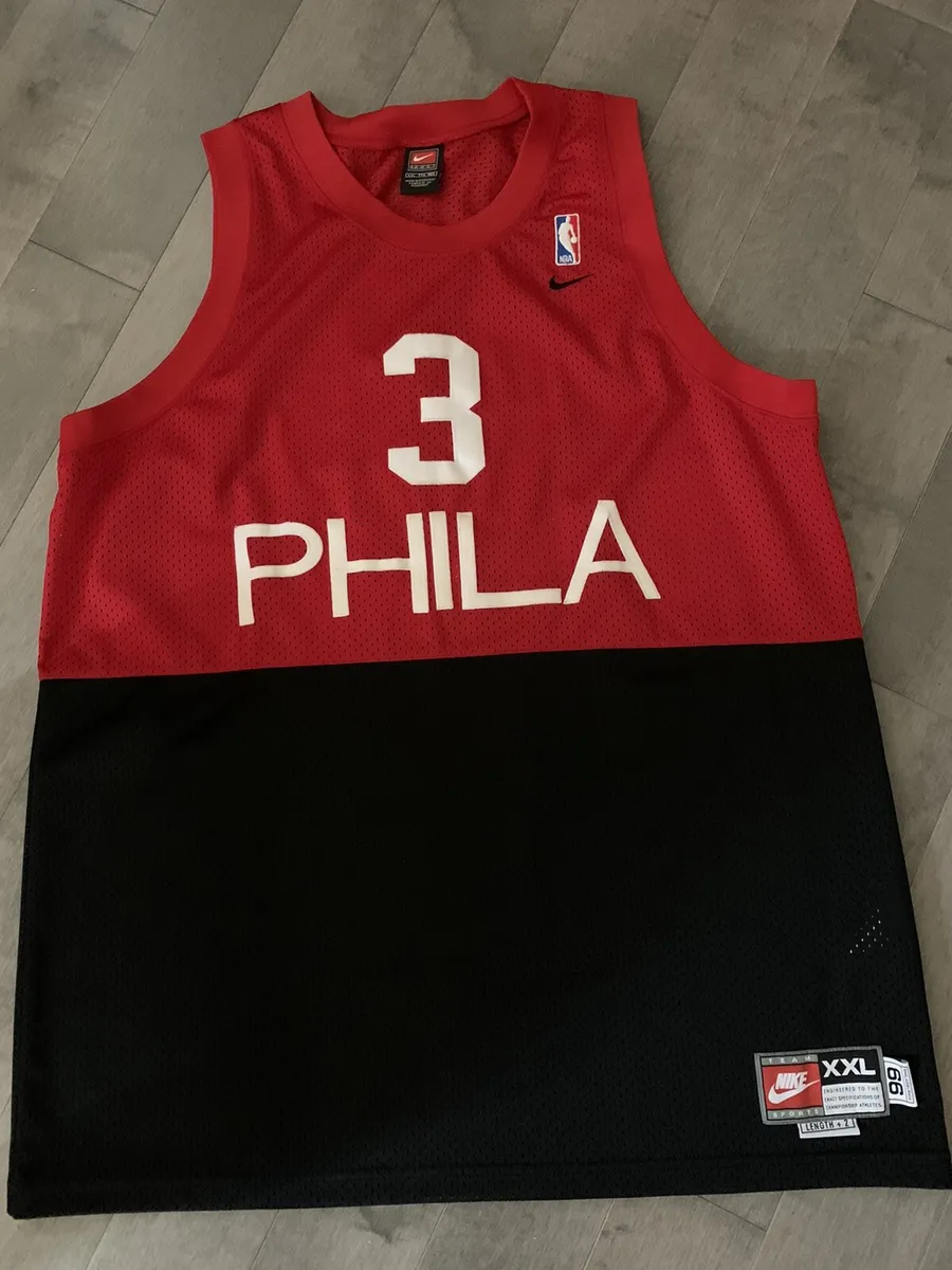Nike NBA Philadelphia 76ers Jersey #3 Allen Iverson sz XXL+2 swingman Black  Red