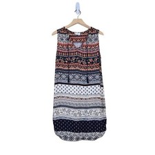 Beachlunchlounge Womens Small V-Neck Boho Tunic Dress