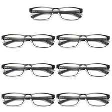 7 PK Mens Rectangular Blue Light Blocking Reading Glasses Spring Hinge Readers