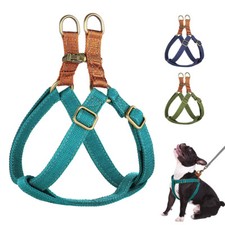 Adjustable Dog Harness Step in Vest No Pull for Small Medium Dogs Navy Blue XS-M