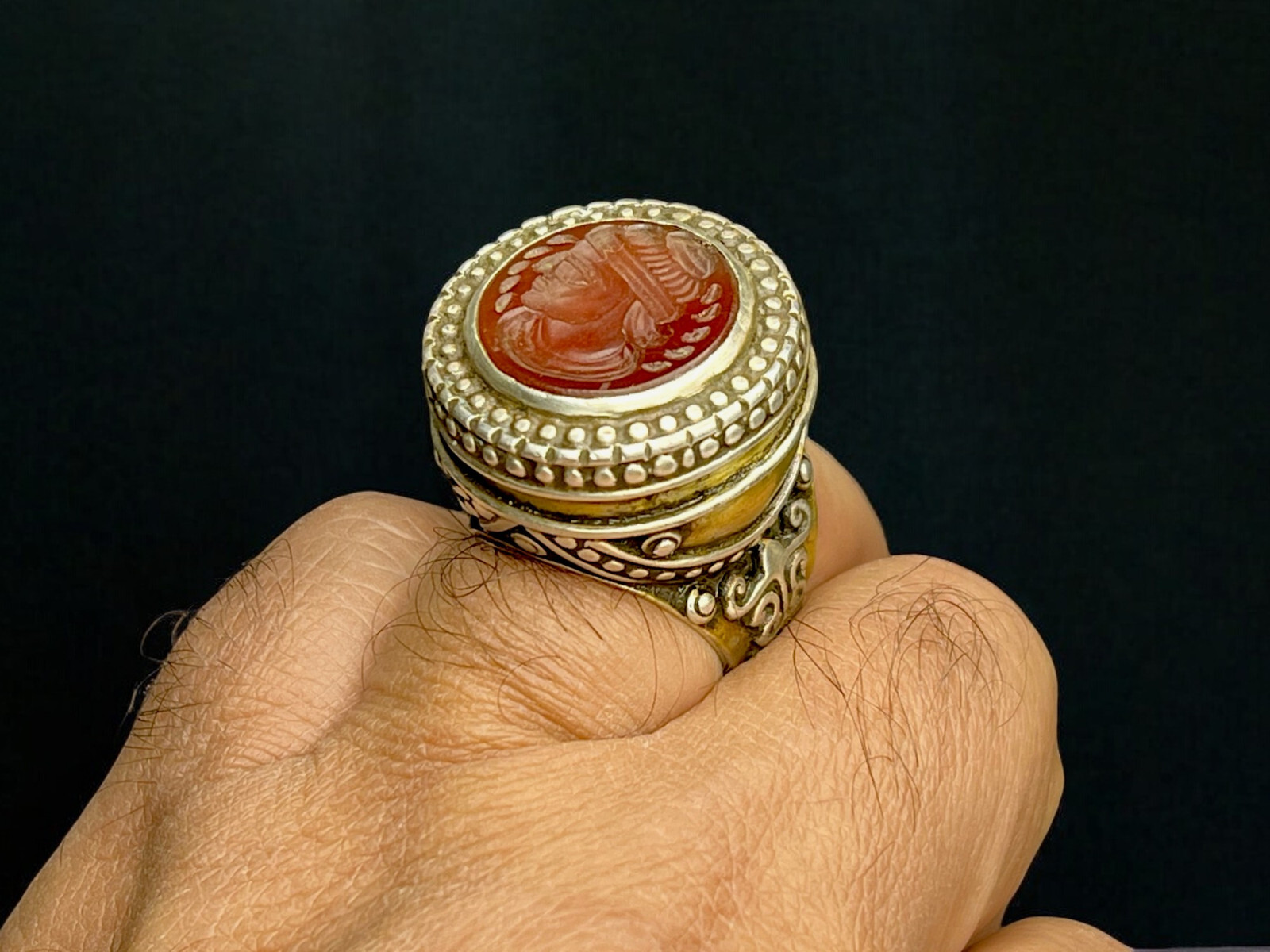 Orient Turkmen solid silver carnelian signet ring… - image 10