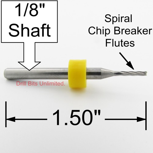 .050" Carbide Router Bits FIVE Pieces - Spiral Chip Breaker Flutes CNC URC130 - Picture 4 of 5