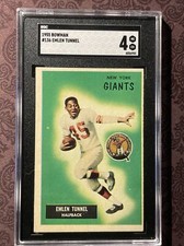 1955 Bowman #136 Emlen Tunnell Misspelled Tunnel SGC 4 Graded