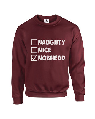 Naughty Nice Nobhead lustiger Weihnachtspullover Erwachsene Weihnachtssweatshirt Herren Damen