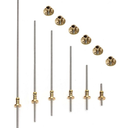 Asta vite piombo 8 mm T8x2 trapezoidale ACME con dado in ottone vite dado antiurto - Foto 4 di 18