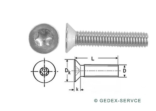 50 Senkkopfschrauben TORX DIN 965 M3 EDELSTAHL M3x20