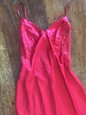 VTG 90s Victoria Secret cherry red mesh sequin lingerie gown peekaboo plunge