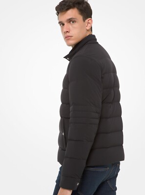 Quilted Stretch Nylon Puffer Jacket Michael Kors Blk  M NWT