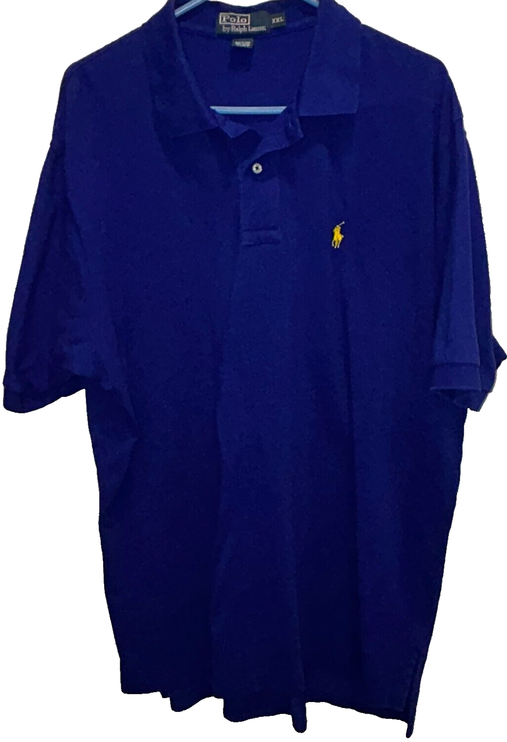 Polo Ralph Lauren XXL Camicia Uomo Blu Scuro Ricamato Giallo Pony