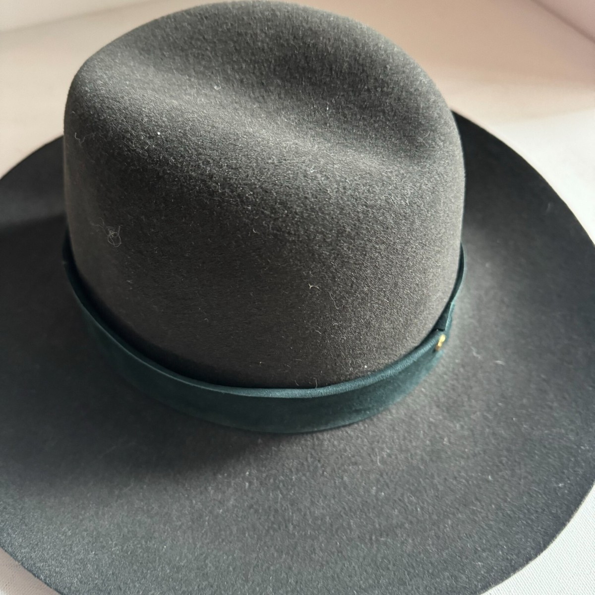 Janessa Leone Charcoal Gray Green Suede Band Wool Hat M | eBay