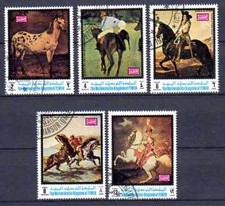 Chevaux Yémen 1970 (12) Yvert n° 292 et PA 113 oblitérés used