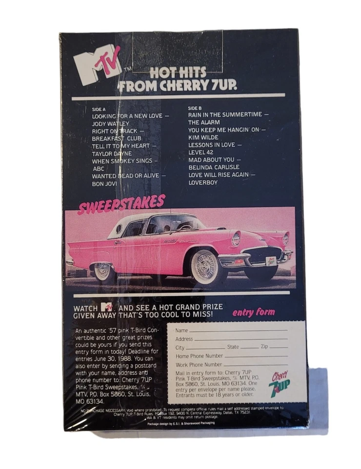 MTV Cherry 7UP Promotional Cassette 1988 UnOpened Bon Jovi Loverboy Belinda NOS - Image 3 of 4