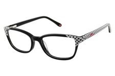 Lulu Guinness LK020 BLK Black Pattern Plastic Cat Eye Eyeglasses Frame 47-15-130