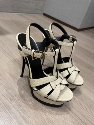Yves Saint Laurent YSL Heels Pump Sandals Cream Size34 US4 Used