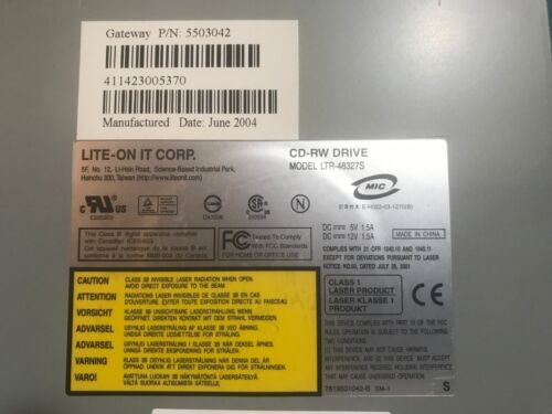 LTR-48327S IDE CD-RW Drive I Gateway PN: 5503042 Zobacz wideo testowe i zdjęcia MFG 2004 - Zdjęcie 2 z 7