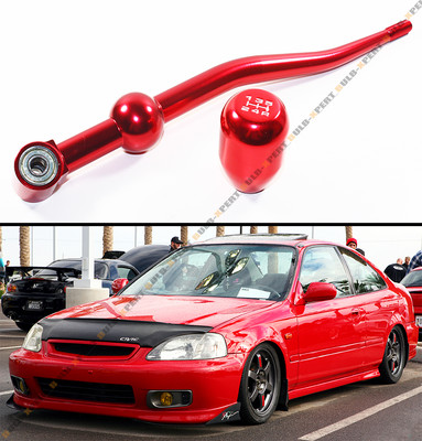 Palanca De Cambios De Tiro Corto De Doble Curva Negra Para Honda Civic 1988-2000, Con Perno De Cuero