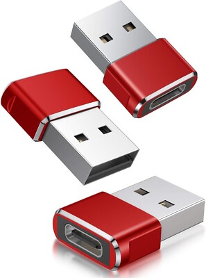 3x USB-C USB-A Adapter OTG Stick für Samsung iPhone Xiaomi MacBook Buchse Rot