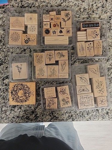 2004-05 Stampin' Up Lot of 42 Wood Mounted Plants Flowers Rubber Stamps Unused