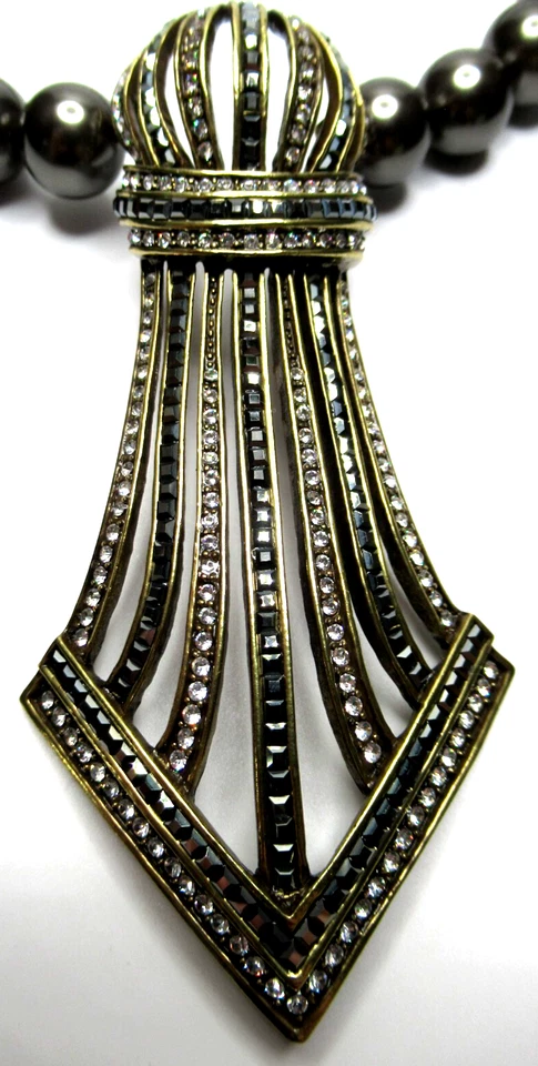 HEIDI DAUS Gray Faux Pearl Huge Crystal Pendant Necklace - Image 4 of 4