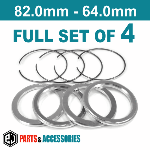 82.0-64.0 Spigot Rings FULL SET aluminium spacers Hub Rings for Alloy BBS wheels - Picture 3 of 6