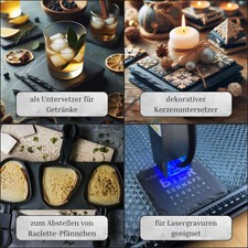 Schiefer Untersetzer Set – 12 Stück, 10x10 Cm, Anthrazit