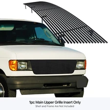 For 1992-2007 Ford Econoline Van Main Upper Stainless Black Billet Grille Insert