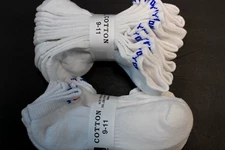 12 Pairs Women's Solid White Low Ankle Socks/NO SHOW COTTON 9-11 W/Love print