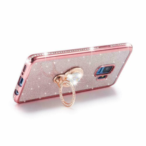 For iPhone 12 11 Pro Max XR Xs 8 7 + Bling Diamond Ring Holder Soft Cover Case - Picture 11 of 17