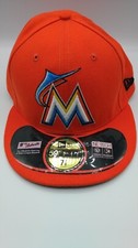 New Era 59Fifty MLB Miami Marlins Cap 7 7/8 Authentic Orange On Field Fitted Hat