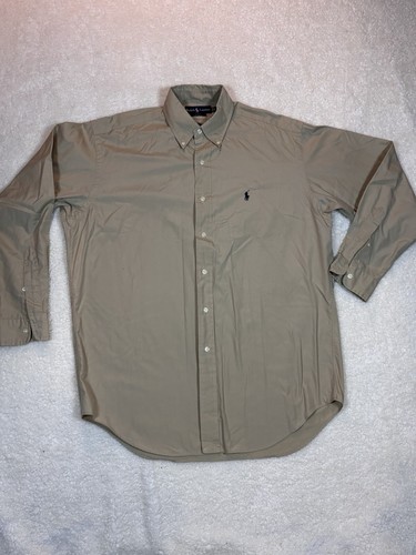 Polo Ralph Lauren uomo camicia abbottonata kaki marrone blake manica lunga taglia media