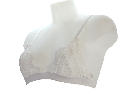 Vera Lucy Spitzen BH weiß Häkel Bralette Top verstellbar Stretch unter Brust S