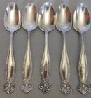 antique Towle sterling 1894 EMPIRE Tea Spoon Set 5 engraved dated 5-5/8" 100g